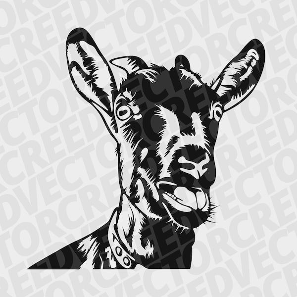 Goat Svg, funny goat svg, farm animals clipart, animal funny face, printable png, DXF laser cut file plasma, shirt svg, illustration