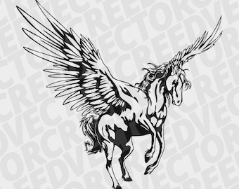 Pegasus svg, horse svg, pegasus dxf, horse with wings, pegasus clipart, stencil cutting file, cricut, silhouette svg, vector
