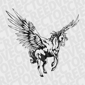 Pegasus svg, cavalo svg, pegasus dxf, cavalo com asas, clipart pegasus, arquivo de corte de estêncil, cricut, silhueta svg, vetor