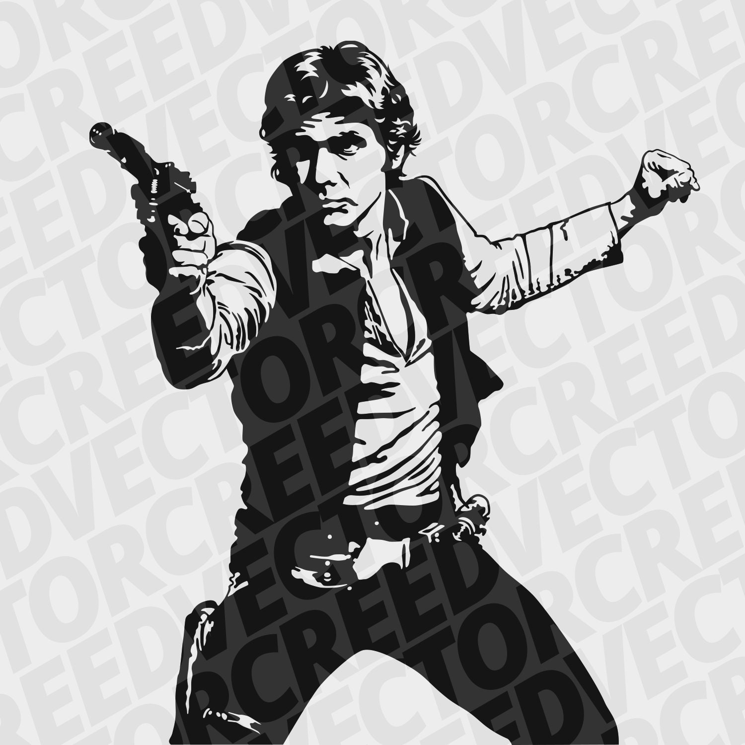 Han Solo svg, dxf, png, eps, Solo silhouette decal files. 