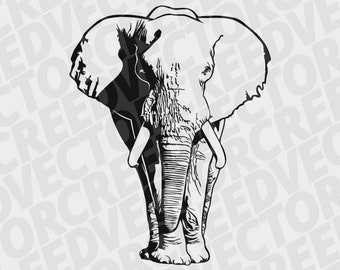 Elephant svg cutfile, elephant clipart, Africa wild life, safari animal svg, stencil cutting file, cricut, silhouette svg, vector