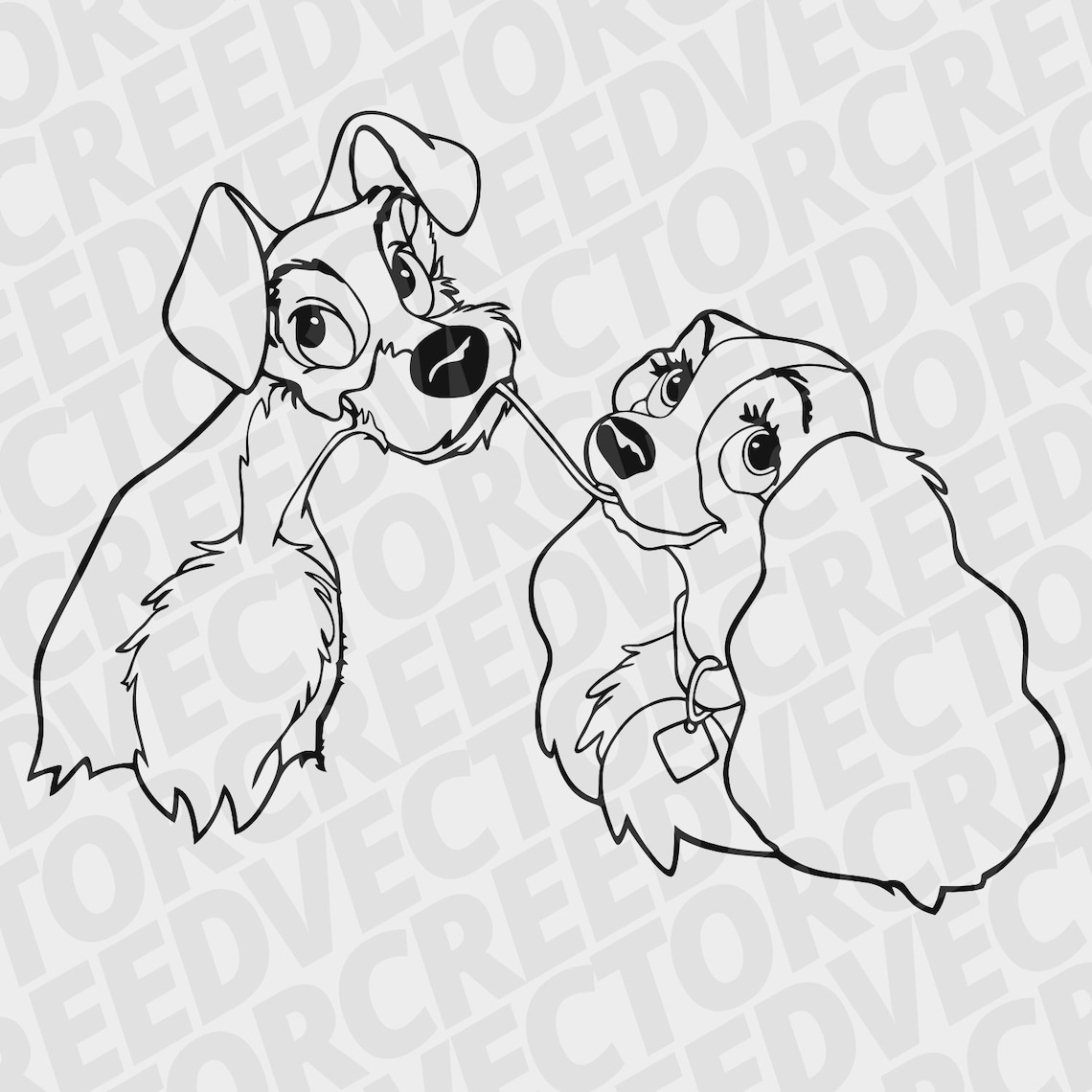 Lady and the Tramp Svg Cricut SVG Cartoon Cutting File | Etsy