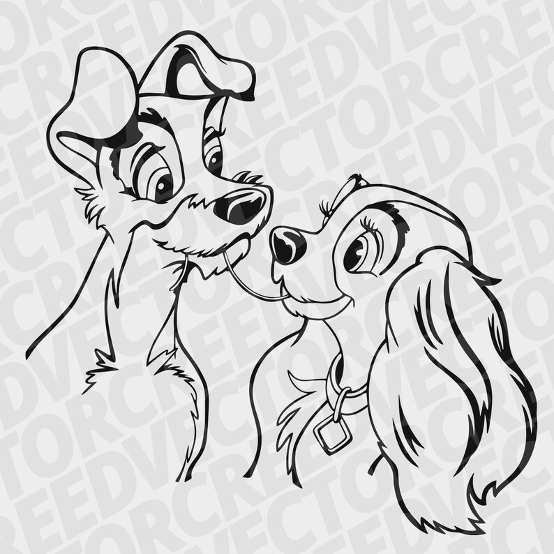 Download Lady and the Tramp svg Cricut SVG Cartoons cutting file | Etsy