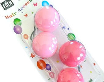 PINK 40 mm hair knockers, 2 pc, hair balls, hair ties, ballies, knockers for hair, knockers, hair supplies for girls, ponytail