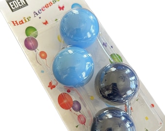 BLUE 40 mm hair knockers, 2 pc, hair balls, hair ties, ballies, knockers for hair, knockers, hair supplies for girls, ponytail