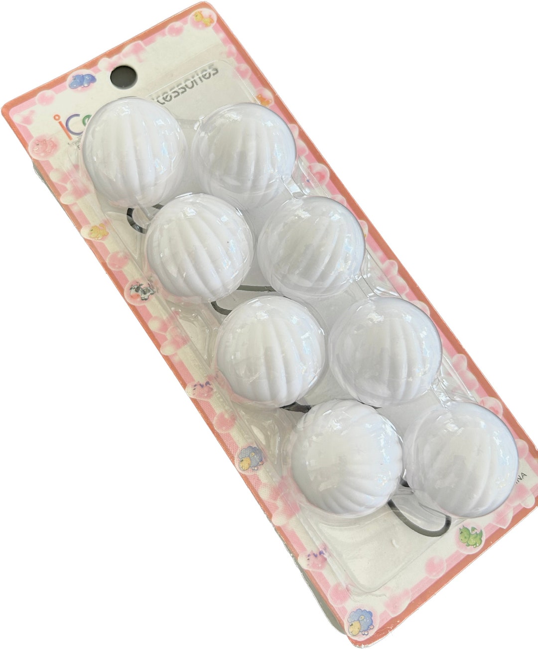 WHITE 30 Mm Hair Knockers, 4 Pc, Hair Balls, Hair Ties, Ballies