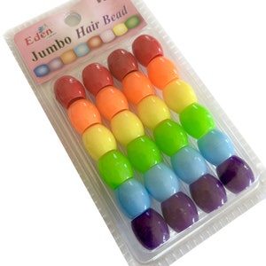 RAINBOW JUMBO BEAD, hair beads, beads for braids, 24 pc set, beads for jewelry, craft beads, large beads, big beads, hair supplies for girls