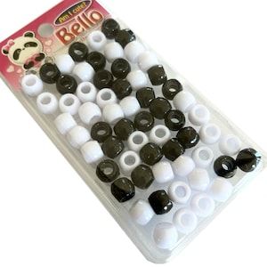 WHITE BLACK MEDIUM BEADs, hair beads, beads for braids, beads for jewelry, craft beads, medium beads, beads, hair supplies for girls