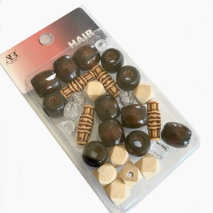 Dk WOODEN BEADs, dark wood beads, hair beads, beads for braids, beads for jewelry, craft beads, medium beads, beads, hair supplies for girls