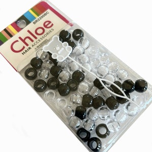 CLEAR BLACK MEDIUM BEADs, hair beads, beads for braids, beads for jewelry, craft beads, medium beads, beads, hair supplies for girls