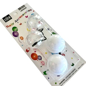 CLEAR/ WHITE 40 mm hair knockers, 2 pc, hair balls, hair ties, ballies, knockers for hair, knockers, hair supplies for girls, ponytail
