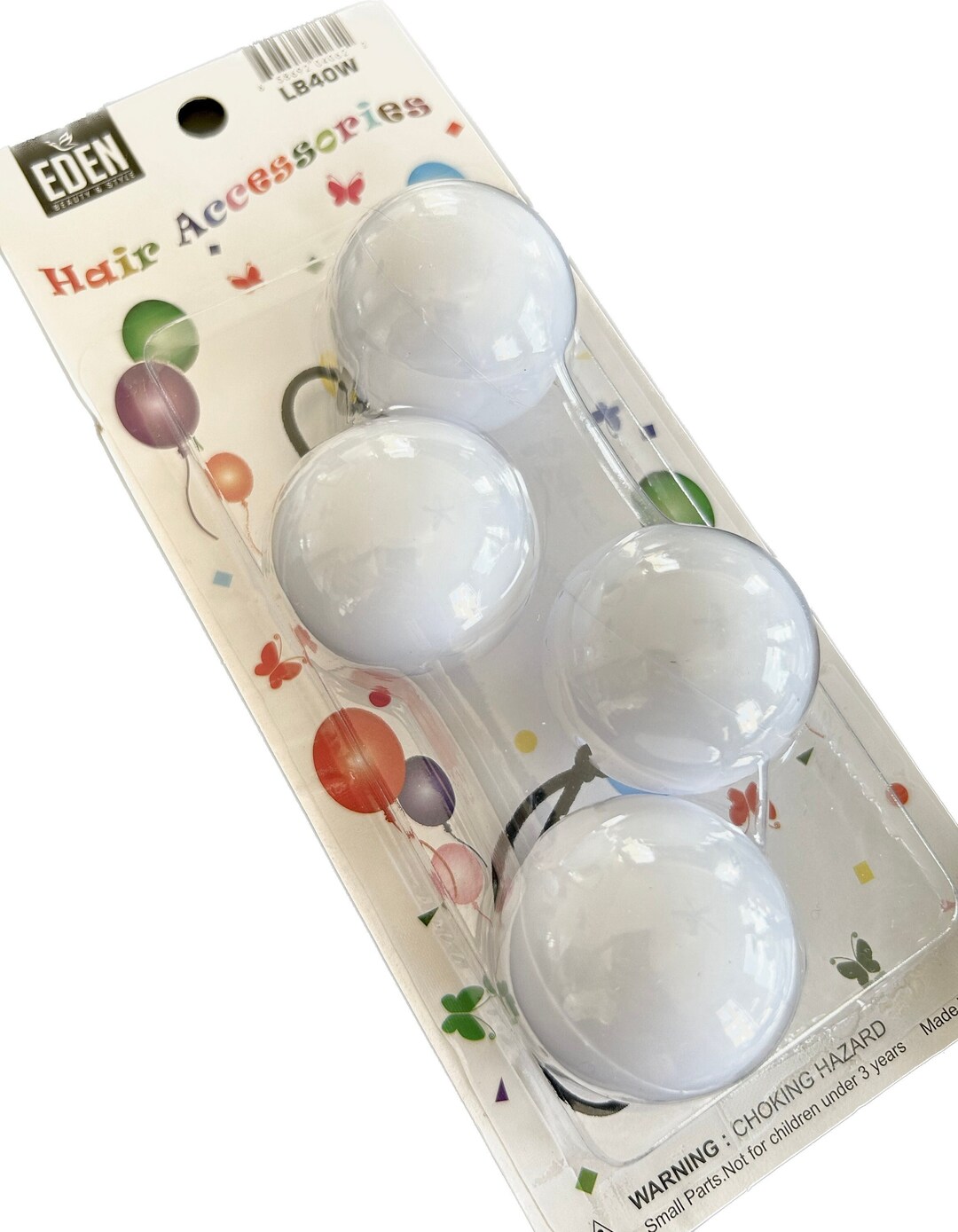 WHITE 20mm Hair Knockers, 2 Pc, Hair Balls, Hair Ties, Ballies