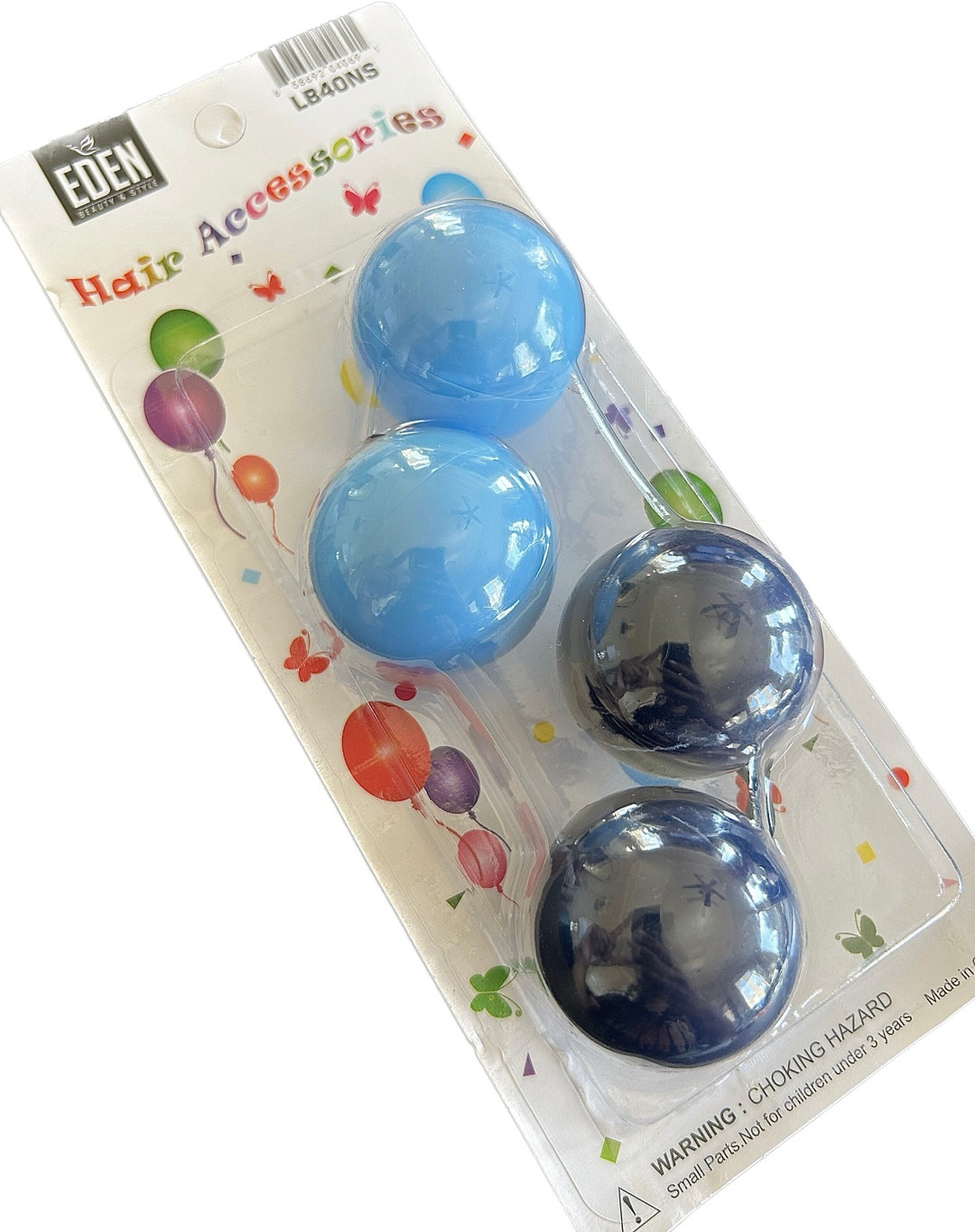 BLUE 40 Mm Hair Knockers, 2 Pc, Hair Balls, Hair Ties, Ballies