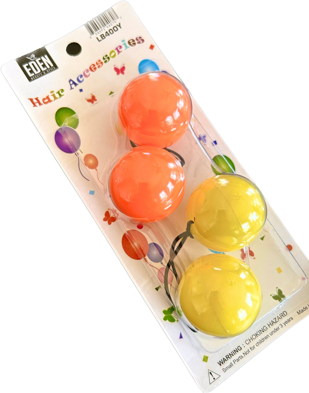 ORANGE and YELLOW 20mm Hair Knockers, 2 Pc, Hair Balls, Hair Ties