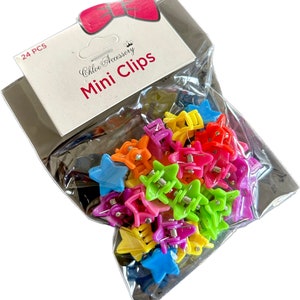 RAINBOW STAR HAIR CLIPs, hair clips, clips for hair, 24 pc set, hair jewelry, hair accessories, hair supplies for girls