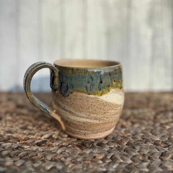 Green Marbled Clay Pottery Mug