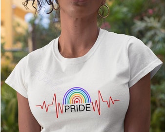 Unisex Pride Heartbeat & Rainbow Shirt, Pride Shirt, LGBTQ Shirt, LGBT Shirt, Gay Pride Shirt