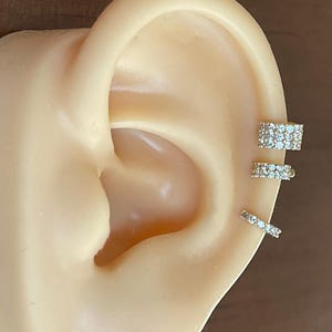 Pave Micro Mini 14k Solid Gold CZ Diamond Huggie Earrings for Earlobe Piercing Tragus Cartilage Helix Mini Huggie Hoops