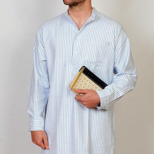 Chemise de nuit en flanelle de coton pour hommes Classic Blue