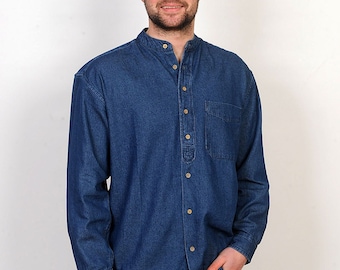 Denim Grandfather / Grandad Shirt