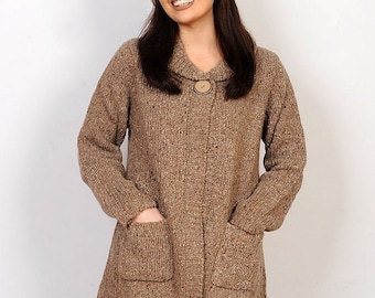 Oatmeal Womens Irish Cardigan / Sweater