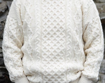 Heavyweight Irish Aran Sweater - Cream