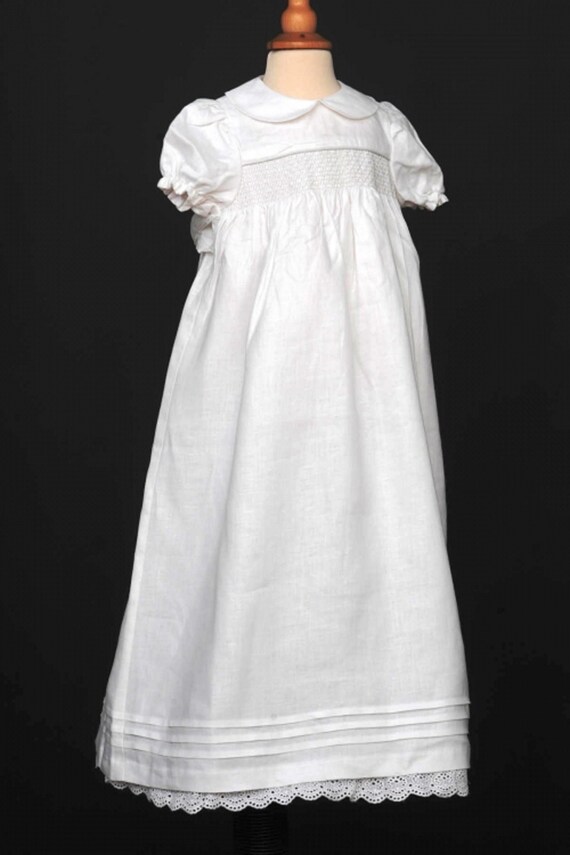 linen christening dress