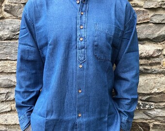 denim grandad collar shirt