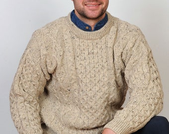 Heavyweight Irish Aran Sweater Oatmeal