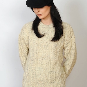 Womens Irish Aran Sweater - Ivory Fleck