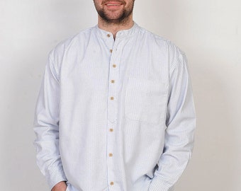 Grandfather / Grandad Shirt Stonewash Blue