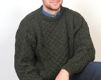 Mens Heavyweight Irish Aran Fisherman Sweater