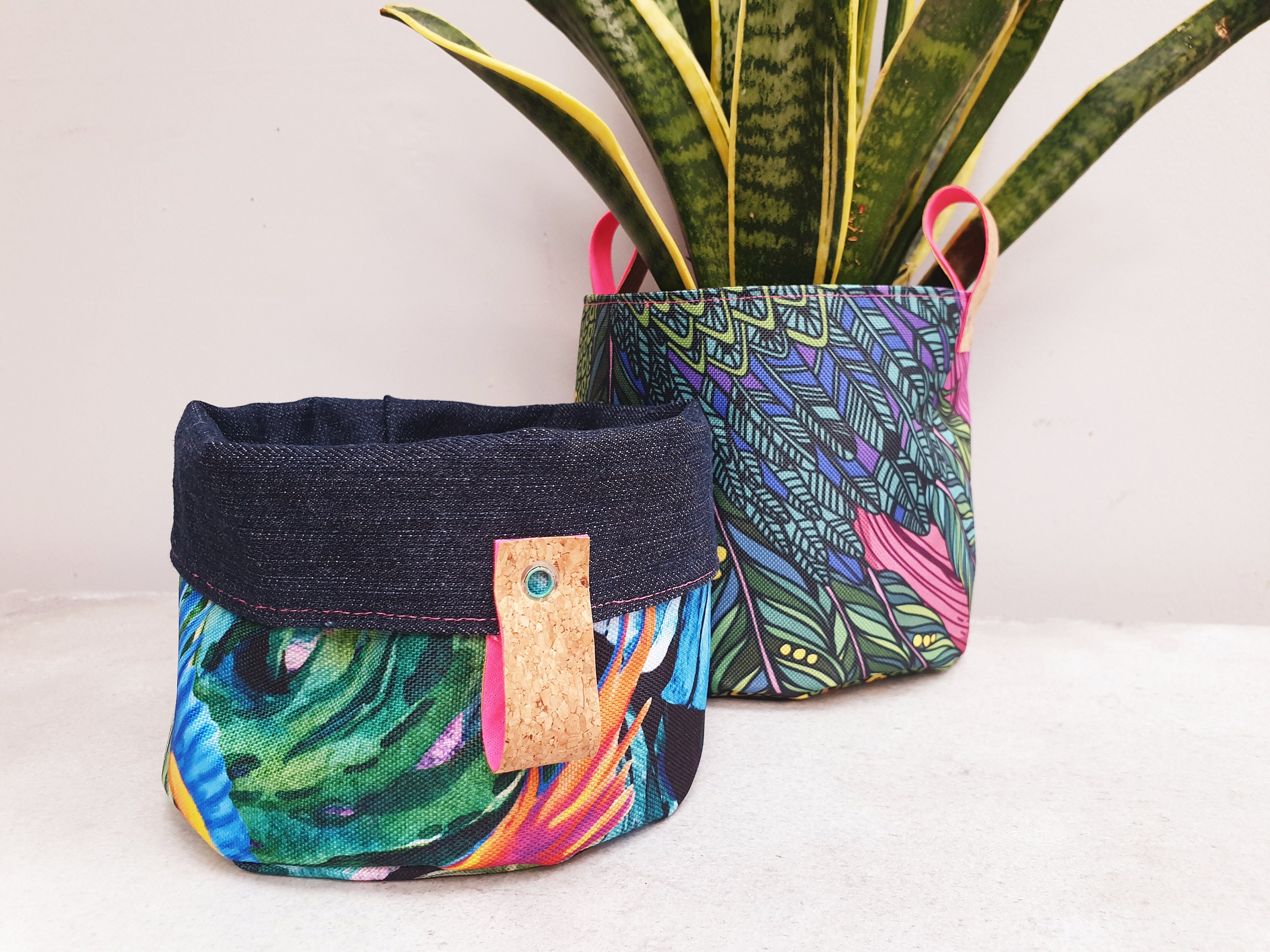 Large Botanical Plant Pot Cover or Bathroom Storage Basket Etsy