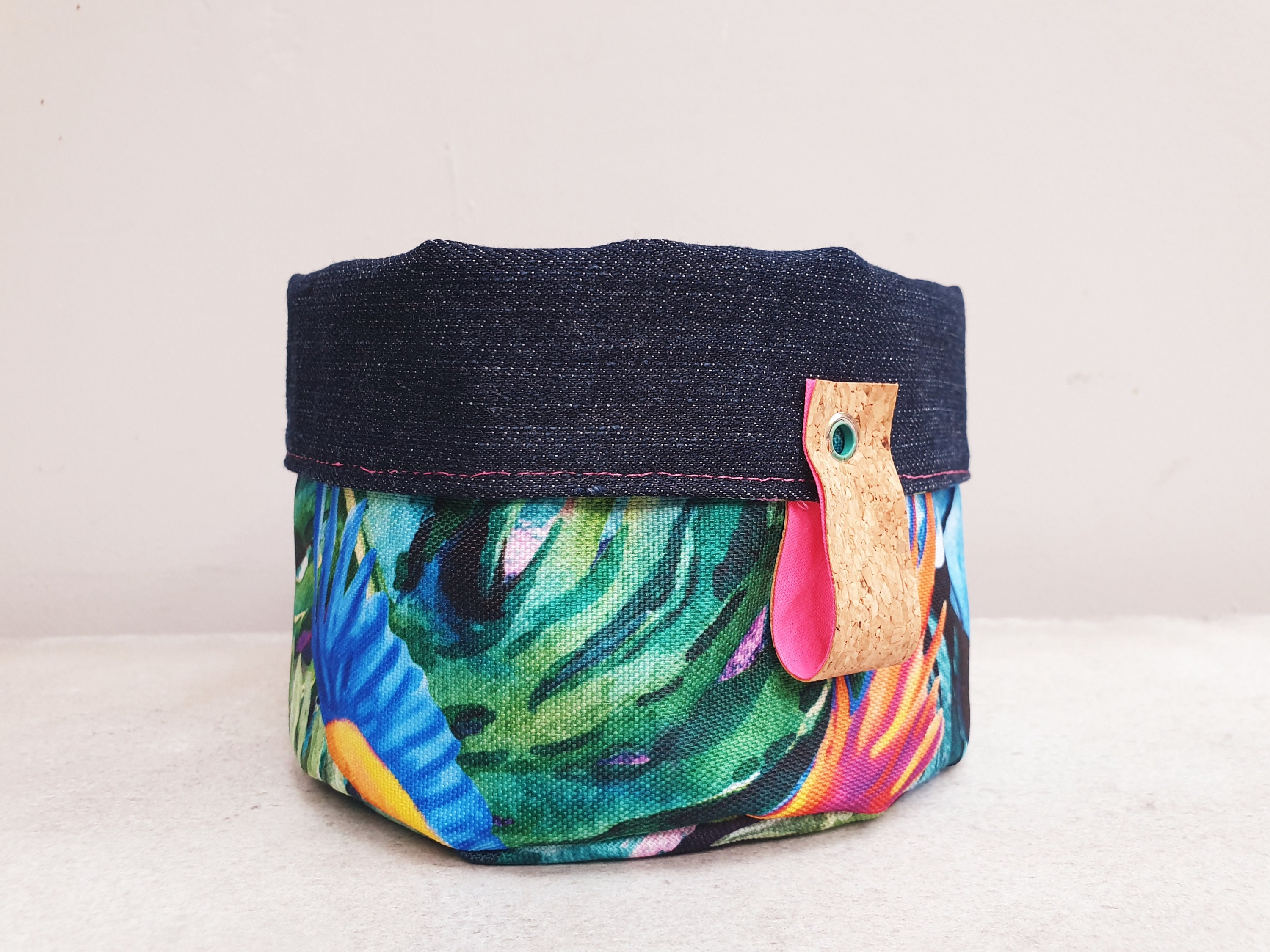 Large Botanical Plant Pot Cover or Bathroom Storage Basket Etsy