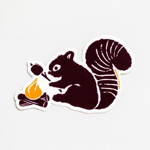 S'mores Squirrel Sticker / Campfire Squirrel Vinyl Decal