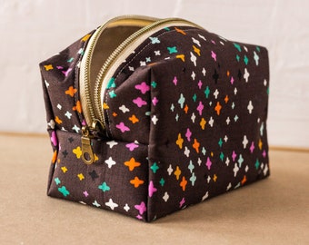 Rainbow Stars Zipper Bag - Boxy Bag- Makeup Pouch - Travel Bag