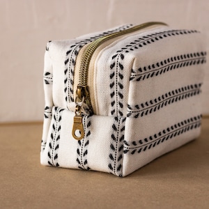 White + Black Leaves Zipper Bag - Boxy Bag- Makeup Pouch - Travel Bag
