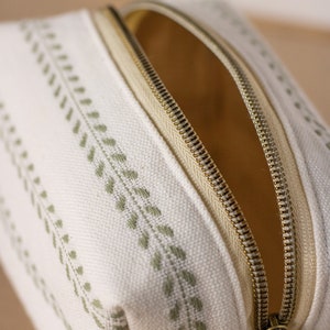 White Green Leaves Zipper Bag Boxy Bag Makeup Pouch Travel Bag Wedding image 4