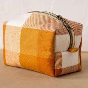 Orange Flannel Zipper Bag Boxy Bag Makeup Pouch Travel Bag image 3