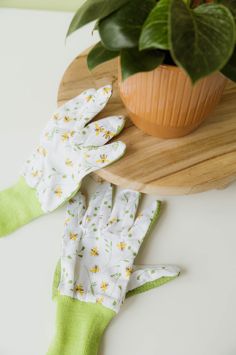 Gardening gloves with bee pattern I size M I non-slip gloves for gardening image 5