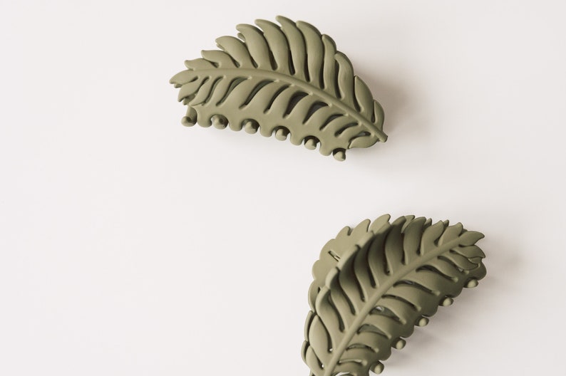 Hair clip hair clip green leaf fern hair accessory plant image 9