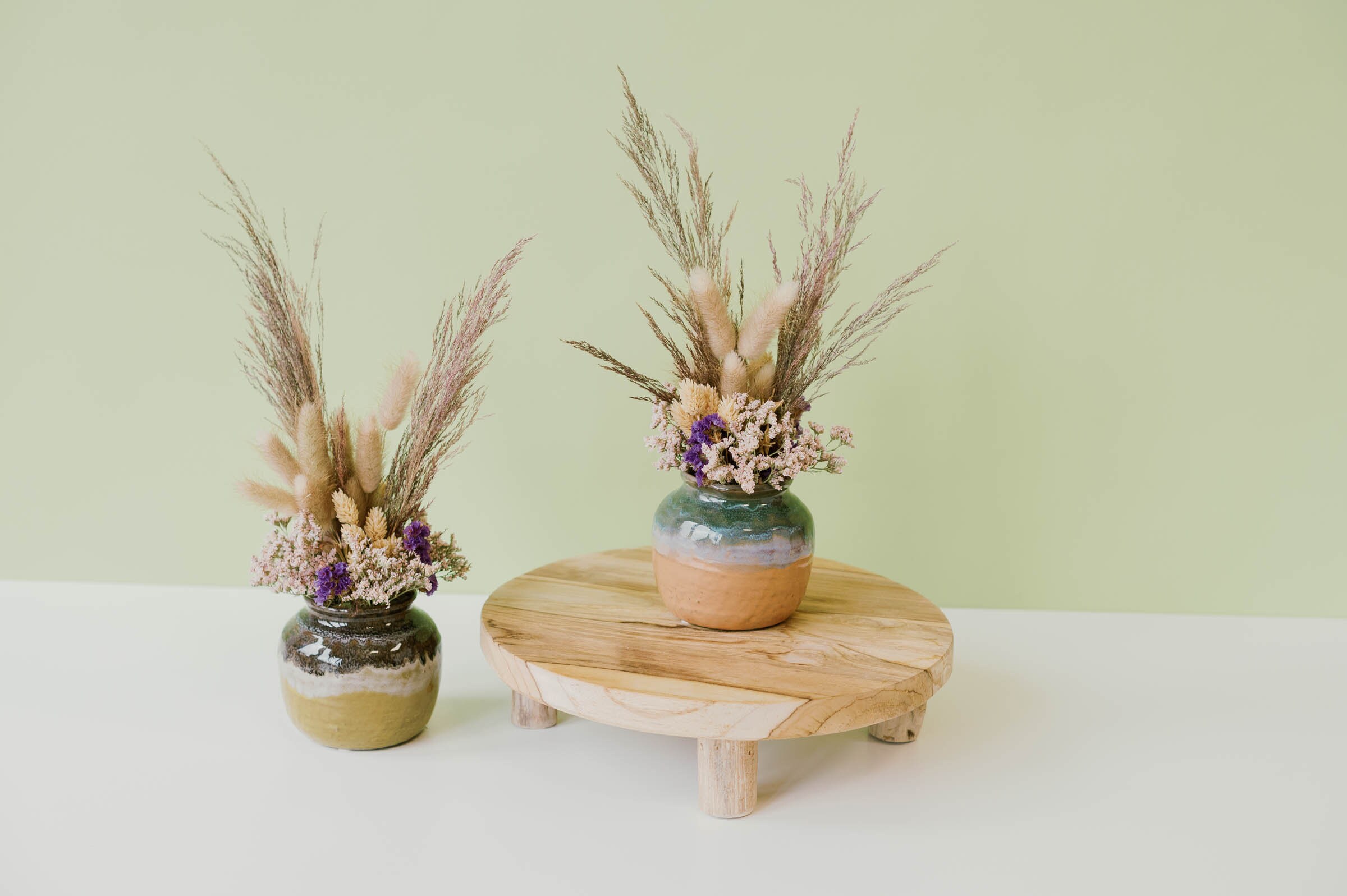 Vase en Céramique Des Années 70 avec Fleurs Séchées Strauss I Vase Métal Fleurs Sèches d'automne Déc