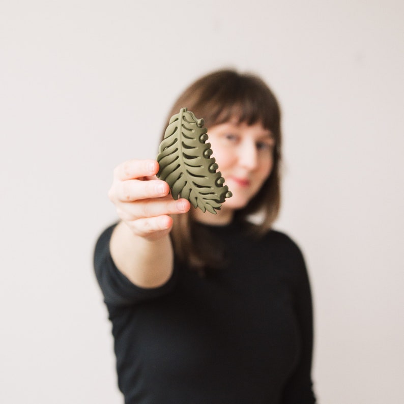 Hair clip hair clip green leaf fern hair accessory plant image 7