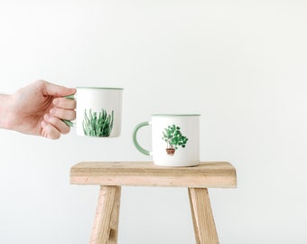 Planta de taza de cerámica I Pilea o cáñamo arqueado I regalo para cumpleaños, jardineros aficionados, mamás de plantas