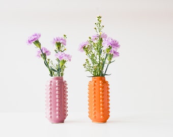 Vase Keramik Modern Pink Orange Blumen Trockenblumen Buntes Dekor