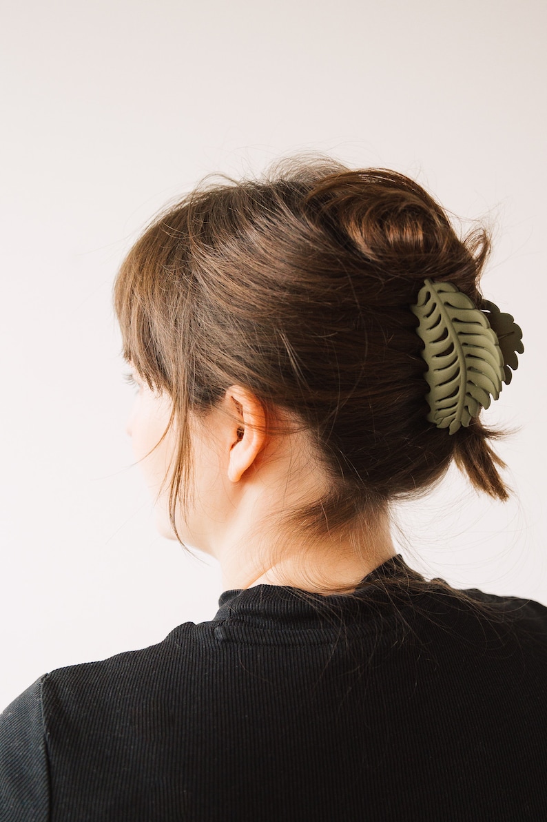 Hair clip hair clip green leaf fern hair accessory plant image 3