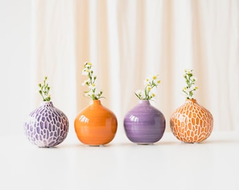Mini Keramikvase Lila Orange Frühjahr Safari Look