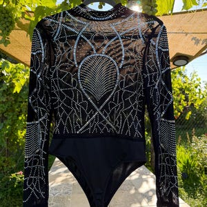 Bodybluse - crystal silver - rhinestones bling bling - nice baroque pattern