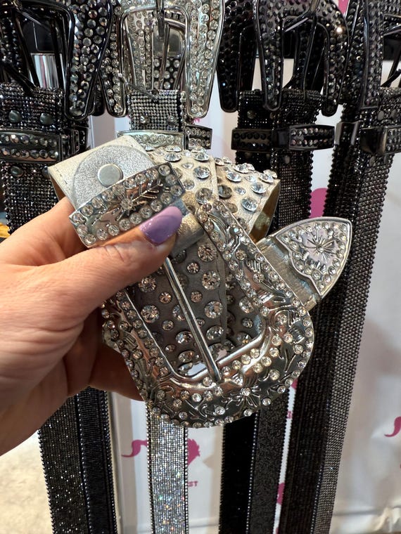 Genuine Leather Rhinestone Belt - Western Style with Sparkling Crystal Studs Amazon.com: Shyanne Women main image 4