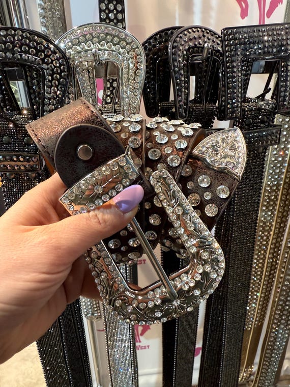 Silver and Brown Embellished Belt Unisex Brown Leather Belt With Mexican Eagle Rhinestone  main image 3